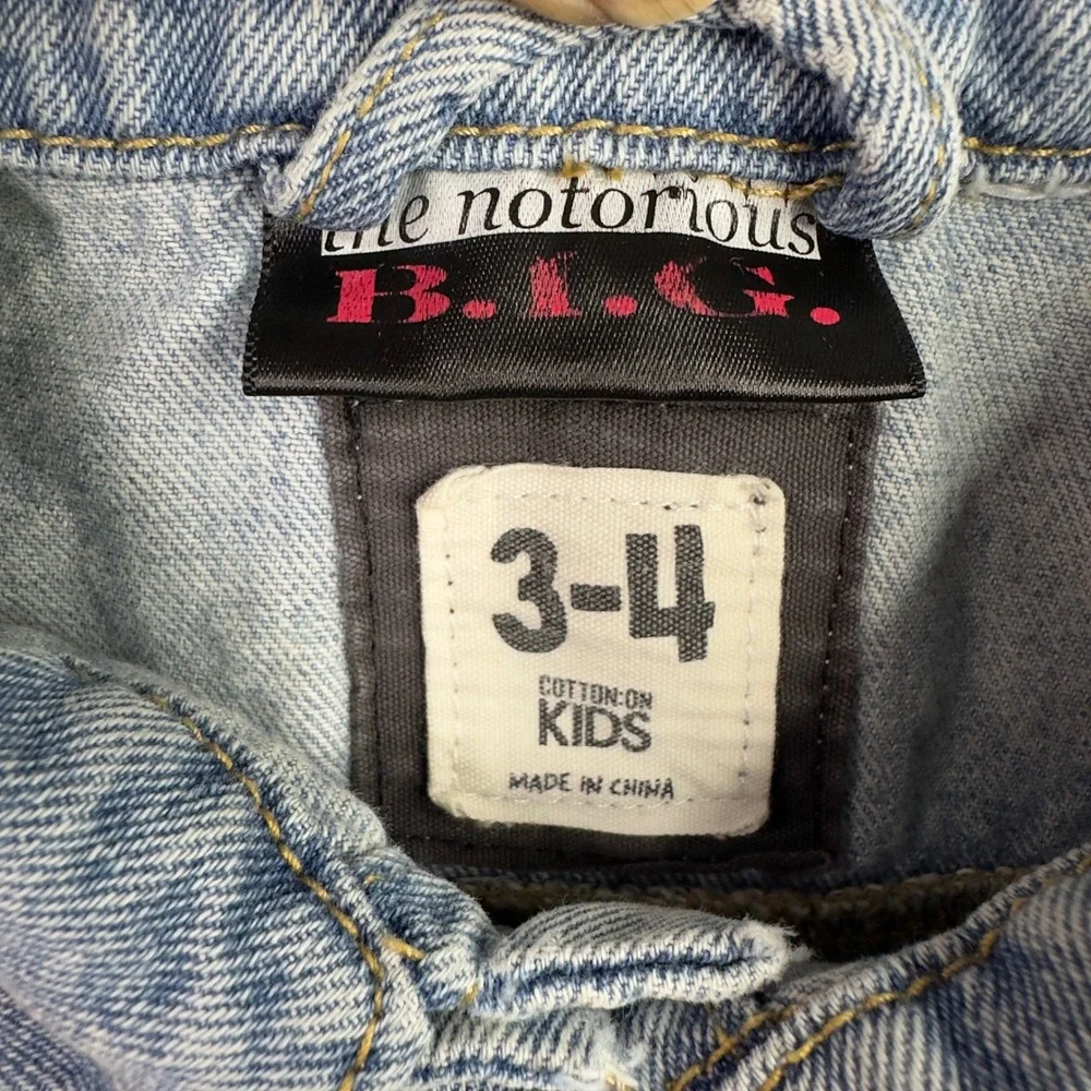 Cotton On Kids Notorious BIG Denim Jacket 3-4 Snap Button Hip Hip Rap Streetwear